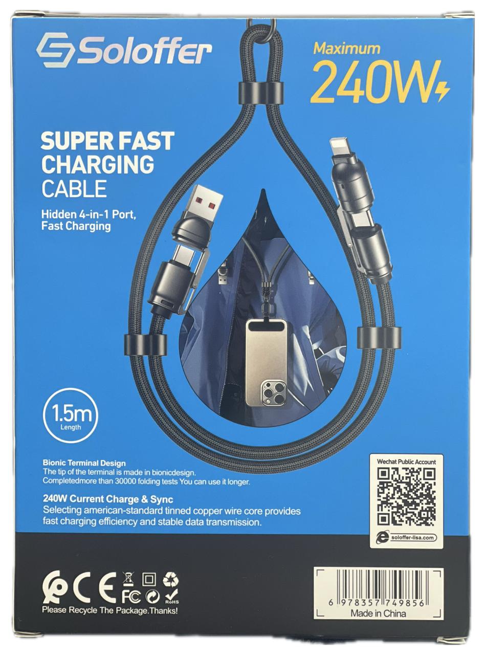 Super Fast charging cable - 4in1 and phone Holder