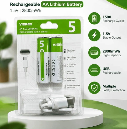 VIEREX
5
AA 1.5V 2800mWh Rechargeable lithium battery