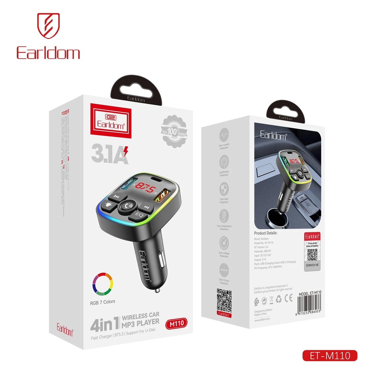 Earldom ET-M110 4-in-1 Wireless Car MP3