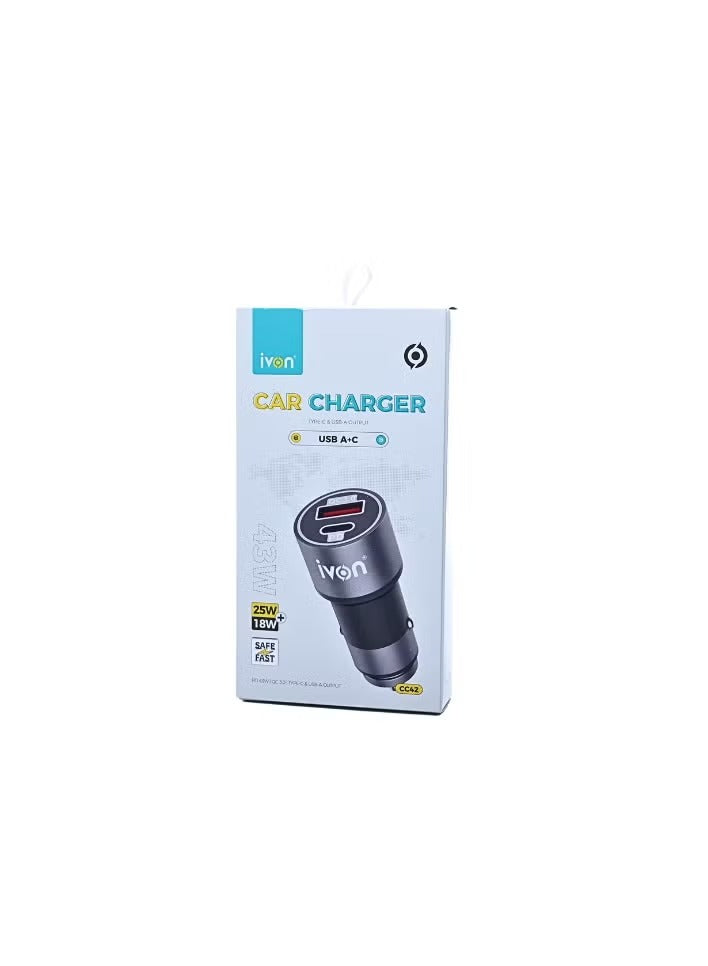 Ivon 66 W Car Charger usb -C Fast Charging Adapter for Car
