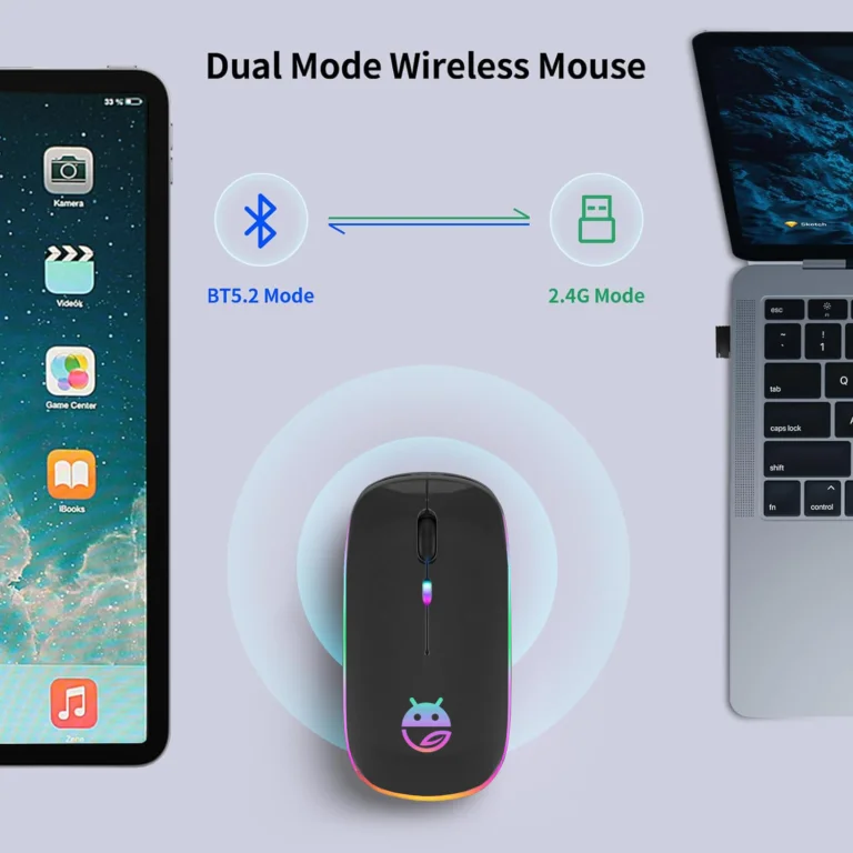 Sleek Wireless Mouse (Silent Click/Rechargeable/RGB LED)